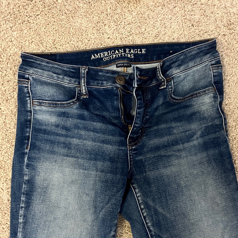 American Eagle Outfitters Women's Dark Blue Skinny Jeans super stretch jeggings
